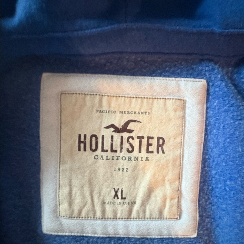 Men’s Hollister Blue Full Zip Hoodie - Size Large - Like NEW! - Picture 7 of 9